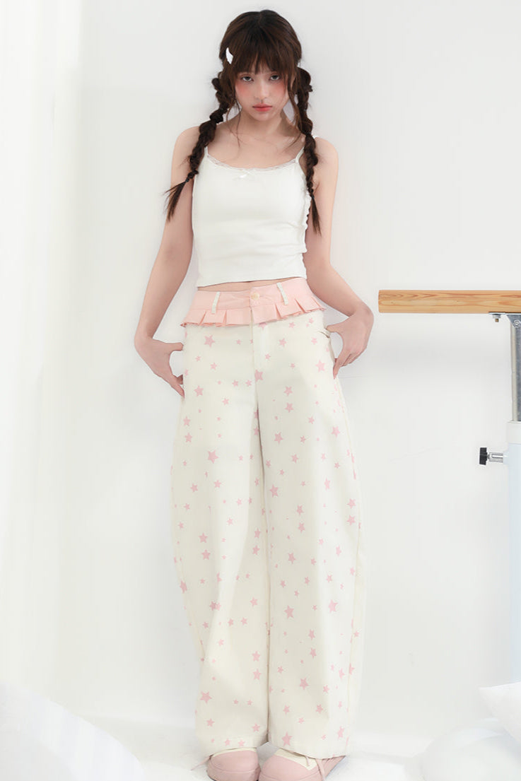 Tube Leg Shake Pants Lace Head Wide