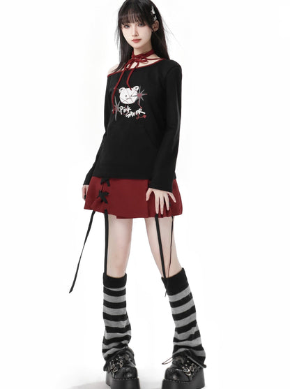 Escape Plan Red Black Work Neck Halter Jacket