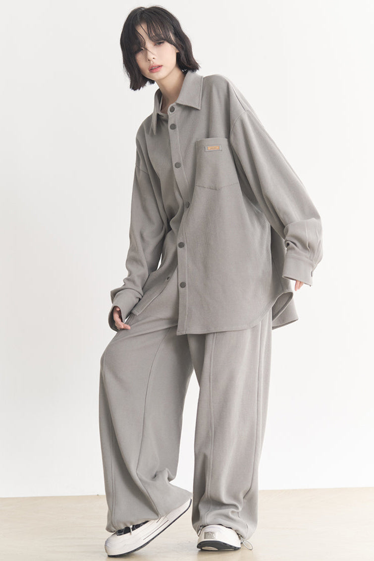 - Muse: Fall for wide Plain Suits sleeve Loose long Women's and Gravity Spring Casual pants shirts
