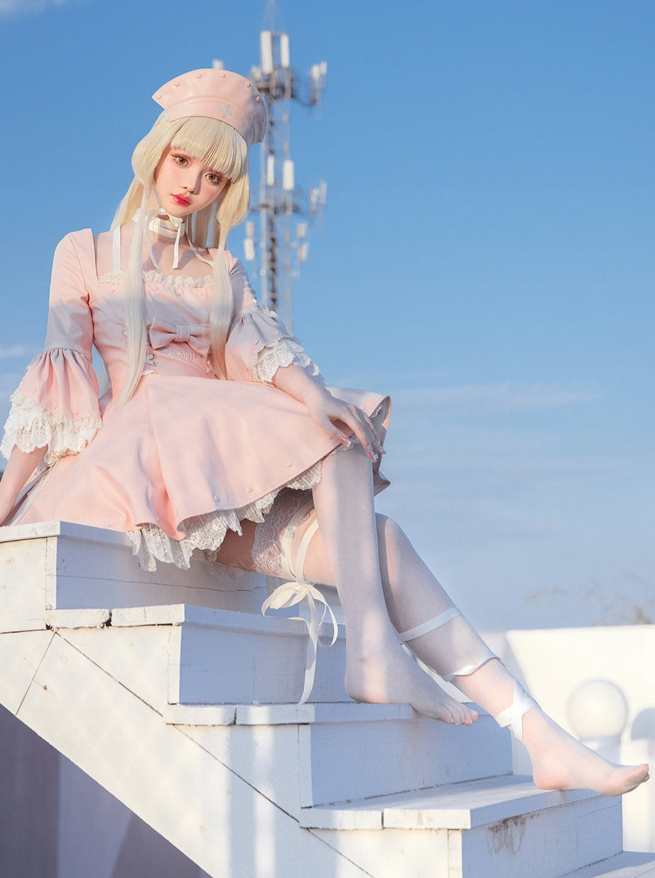 Sweet Girly Frill Dress + Hat