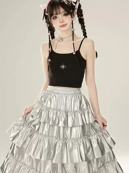 ケーキスカート メタリックシルバー