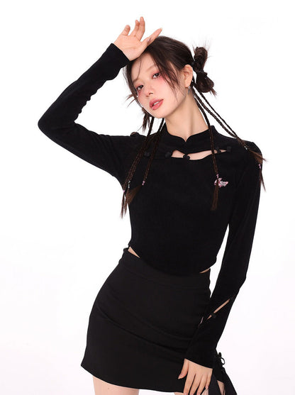 チャイナショートタイトトップ