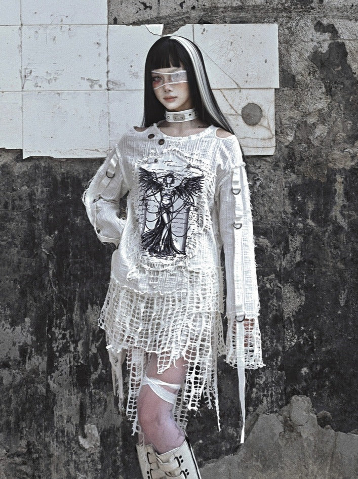 Girl Tops Illustration Window Damaged