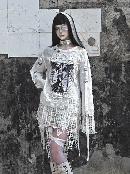 Girl Tops Illustration Window Damaged