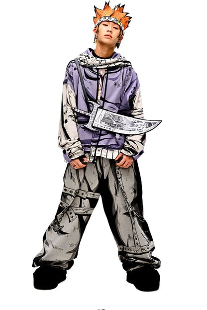 Hand 3D pants design loose painted