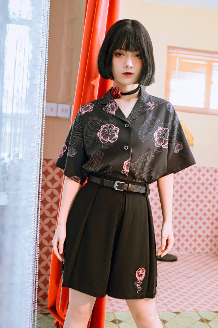 フラワーハーフチャイナボーンパンツ