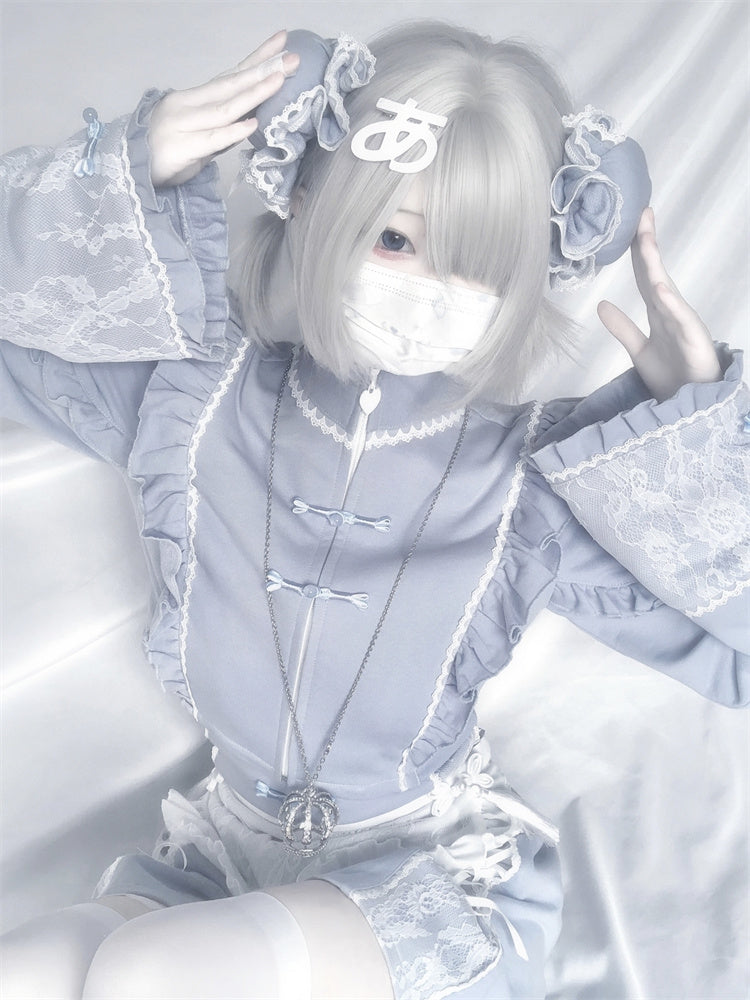 Anzug China Maid Angel Sportswear Rüschen Aqua Schürze Nachbarschaft