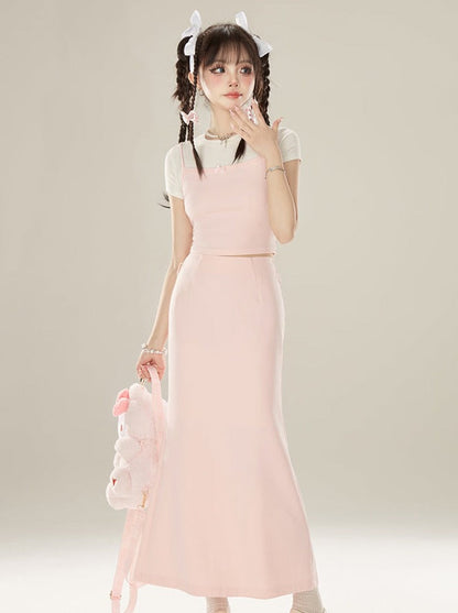 Süßes Camisole Baby + Rock Lang Rosa