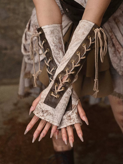 レッグブラウンレースアップウォーマー