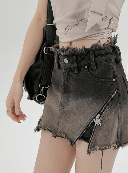 American Style Shorts Gradient Skirt Denim