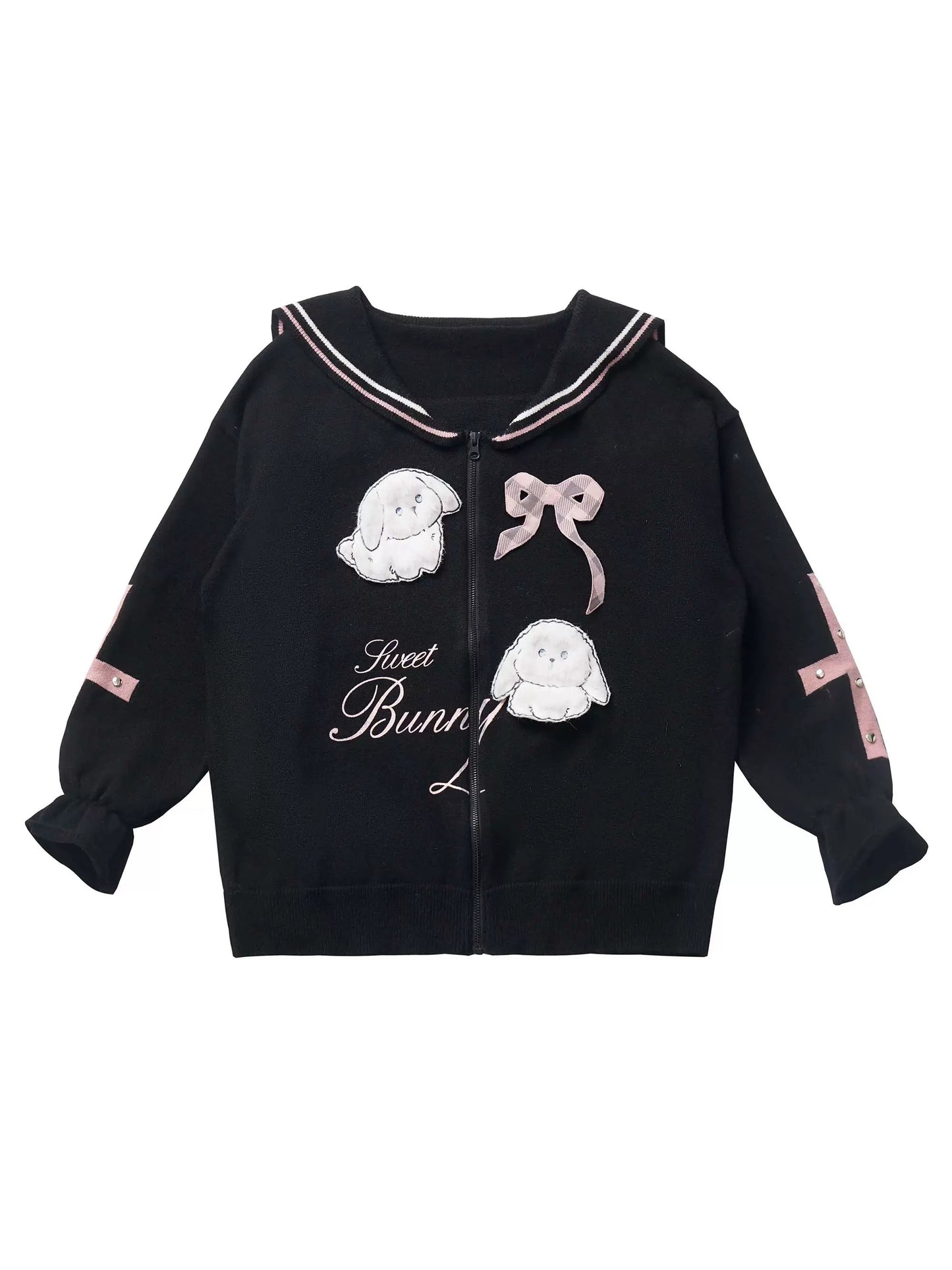 Cocoa Suit Black Peach Cardigan Knit Collar Sailor