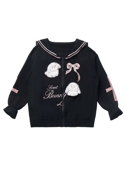 Cocoa Suit Black Peach Cardigan Knit Collar Sailor