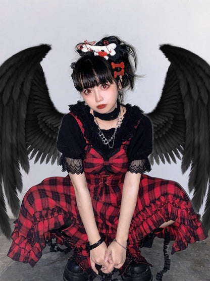 Covers Dark Leg Skirt Check Asymmetrical Rock Suspended