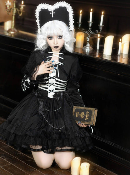 dress lace-up + Dark gothic volume top