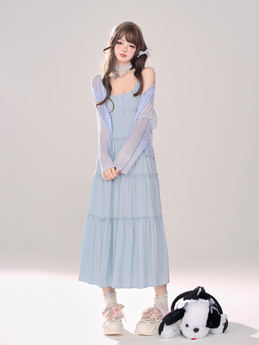 Moonlight + Cardigan Strapsstrick Sommerkleid Transparent