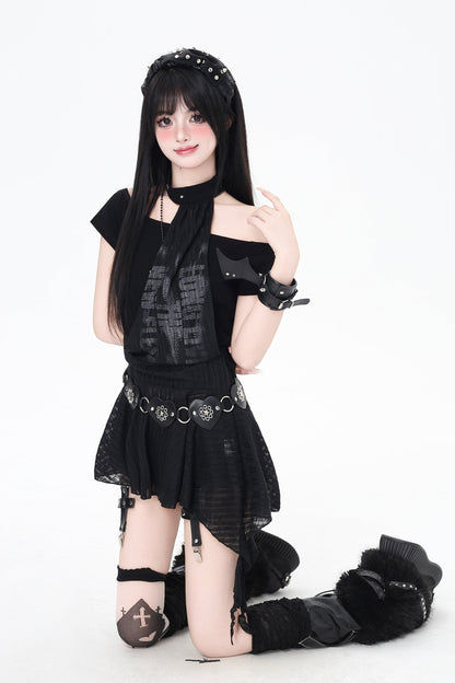 オフショルダー スリム ダーク スイート トップ