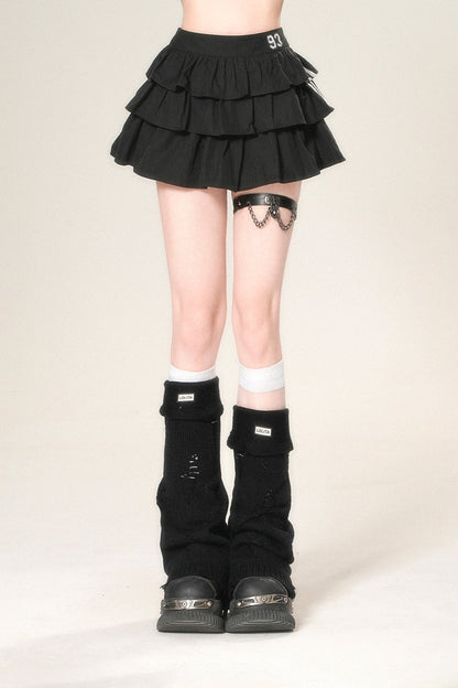 プリーツティアードミニスカート ブラック