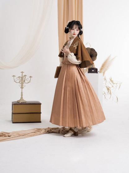 Skirt High-waisted Blouse China Cape + Pleated Retro