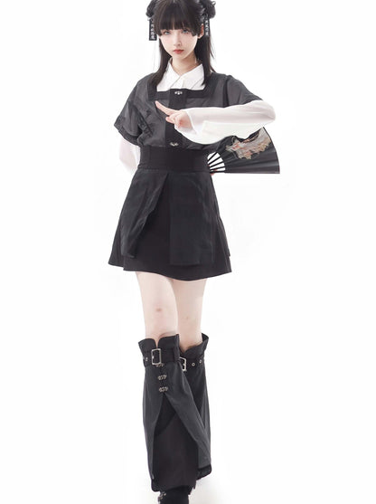 スリムな黒のチャイナスーツ、新しいホワイトデザインのウエスト