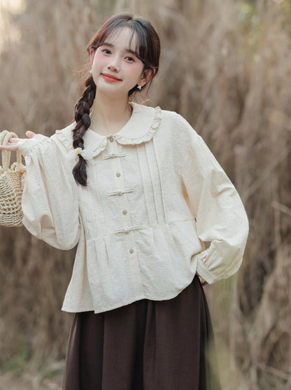 襟付きチャイナブラウスドールレース