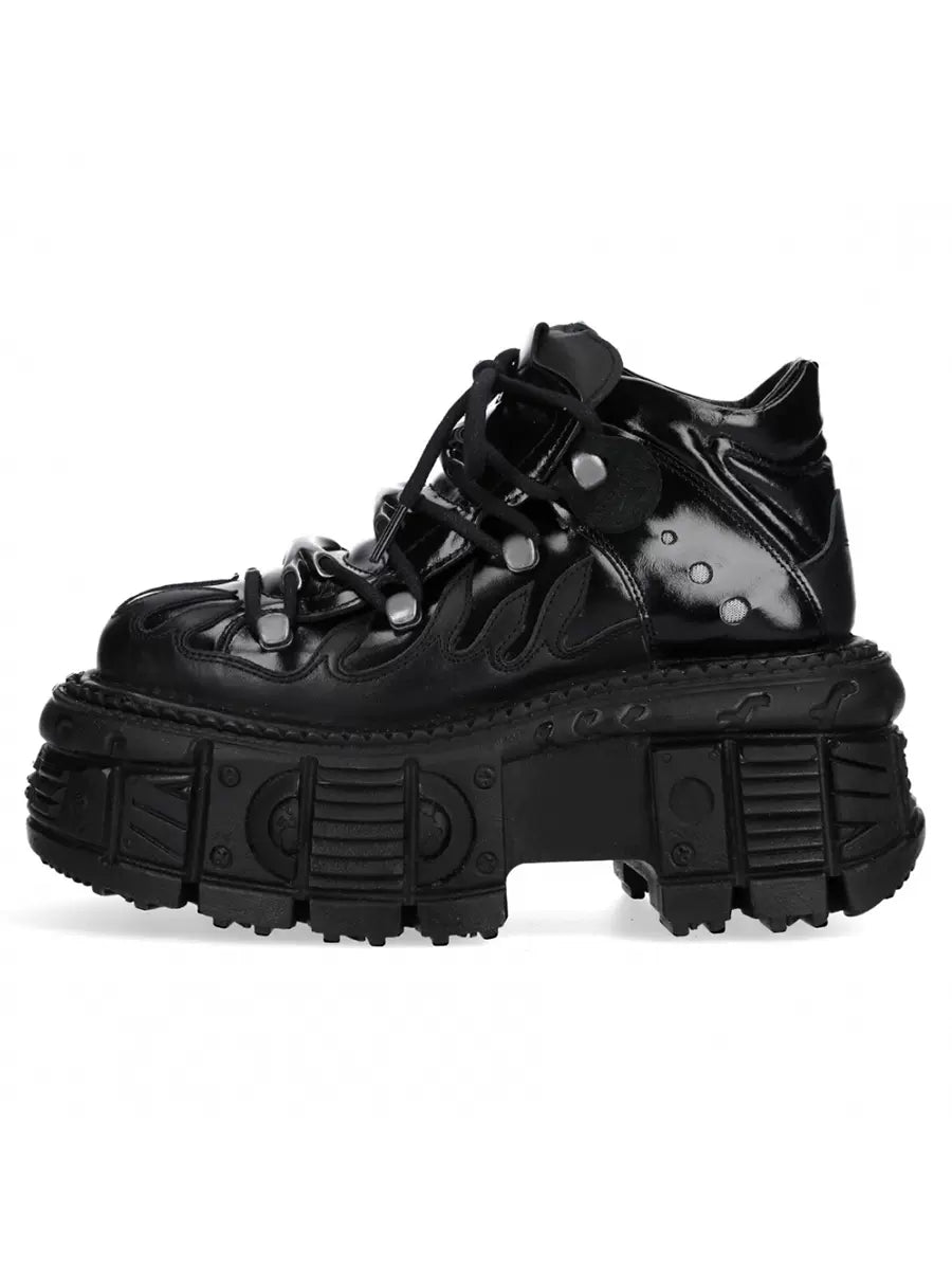 Punk Retro Platform Shoes Lace-Up Dark Leather