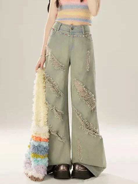 リップドストリートデニム ワイドルーズ