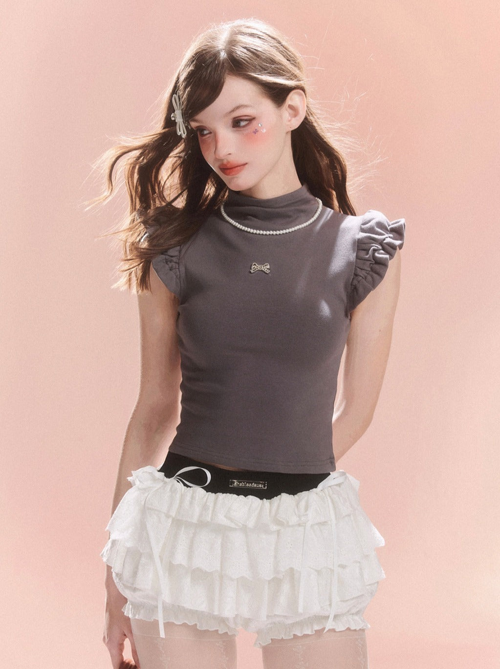 Ärmelloses Top mit ausgestelltem Band