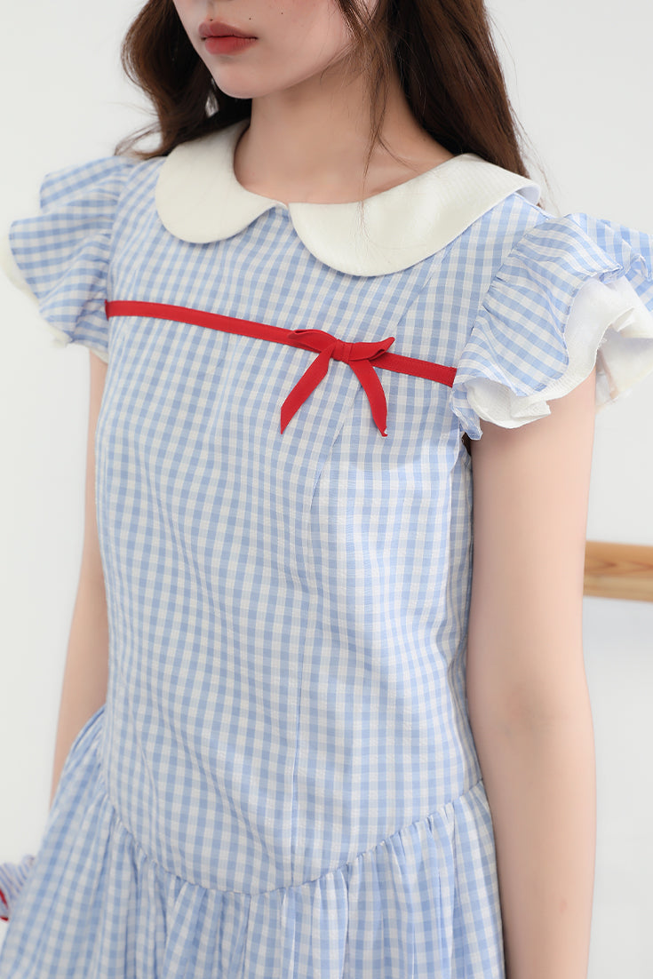 kleid kariert süß band