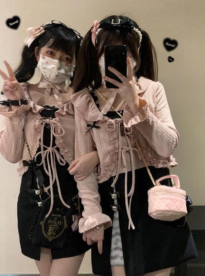 Salty Cream Race Apribon Twist Cardigan