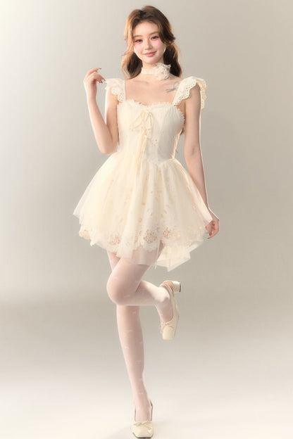 Stickereikleid Baumwolle Blume Weiß