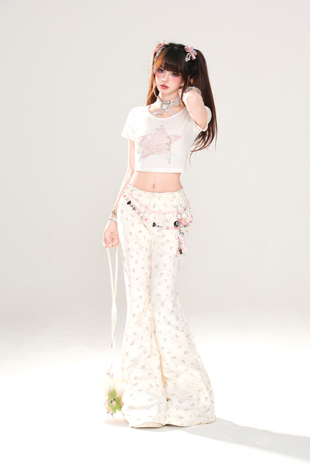 パンツ 花柄 トラウザー フレア