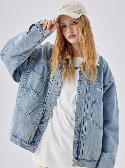 シェルパジャケット デニム ブルー ライト