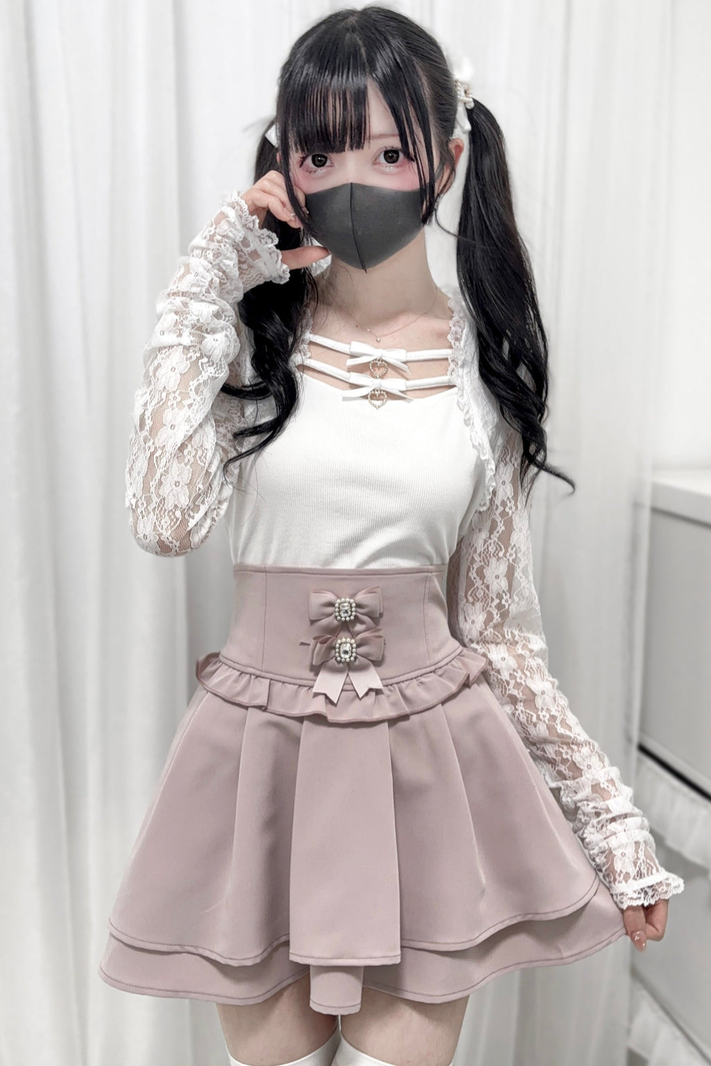 Reservations Top Open Collar Lace Sheer