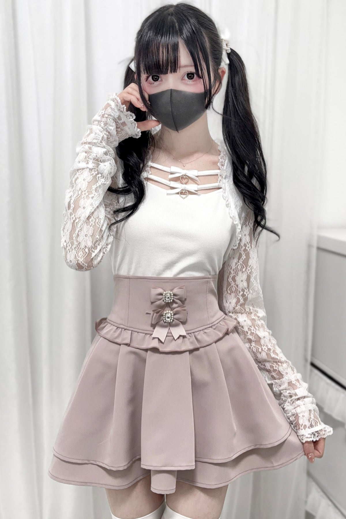 Reservations Top Open Collar Lace Sheer