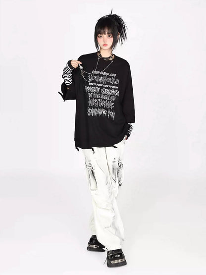 Retro T-Shirt Street American Letter Print