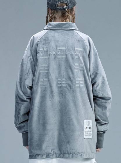 Logo Suede Grey Embroidery Pullover