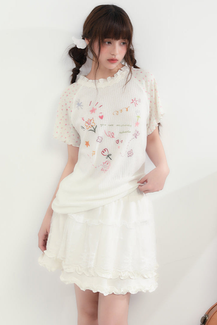 ラウンドフローラルトップネックハート