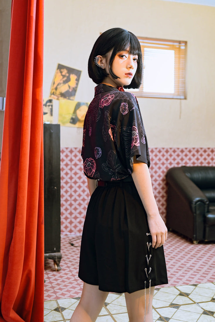 フラワーハーフチャイナボーンパンツ