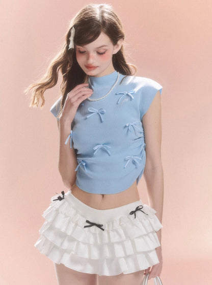 Kurzer Kragen Süßes Band Top Little