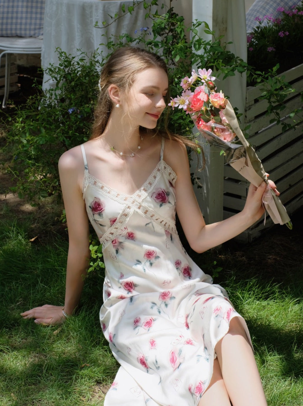 ホワイトドレス ピュアフラワー スイートキャミソール