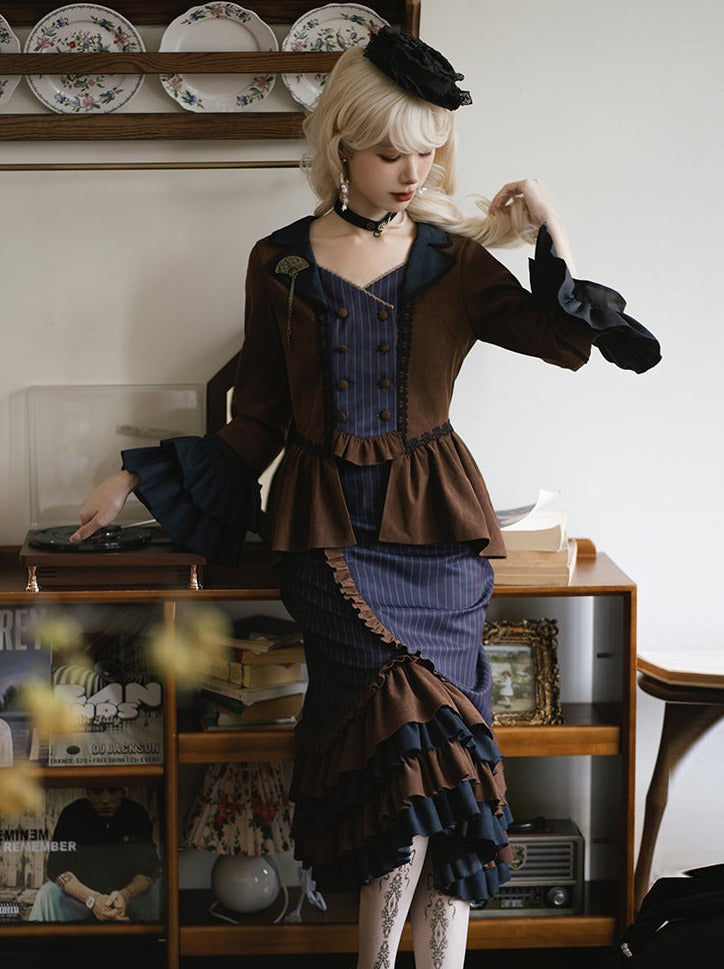 Setup Steampunk Lolita Print Fishtail Embroidery