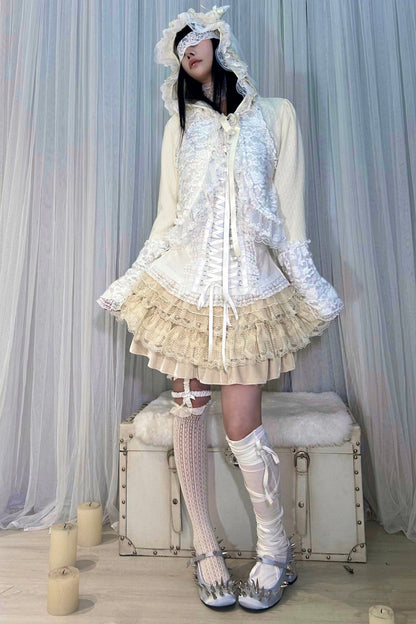 Cardigan Hooded Lace Luxury Velvet