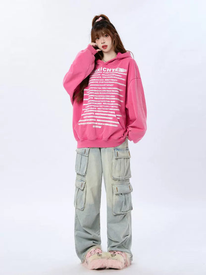 Letter American Retro Hoodie Print