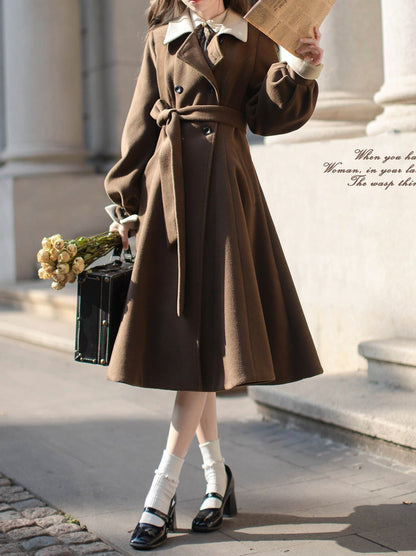 Sleeveless Coat Belt  Ribbon Classic Layered Accessory Dress Brown Check Retro Pearl Volume
