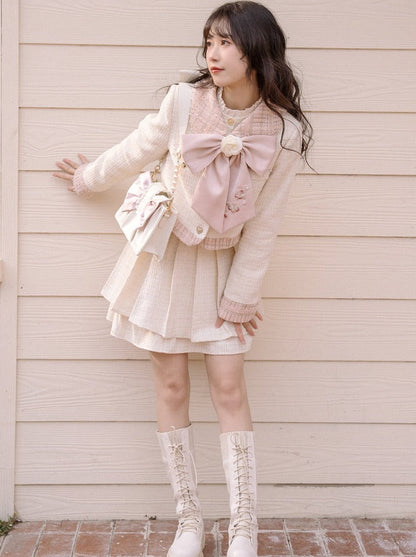 Jacket Love Skirt Sweet Long Skirt Button Short