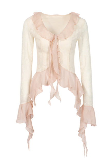 トップス スイート + ロングスカート シアー フリル