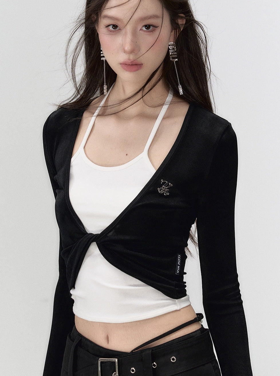 Spleißen Faux Zweiteiler Top Mode Slim