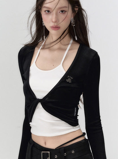 Spleißen Faux Zweiteiler Top Mode Slim