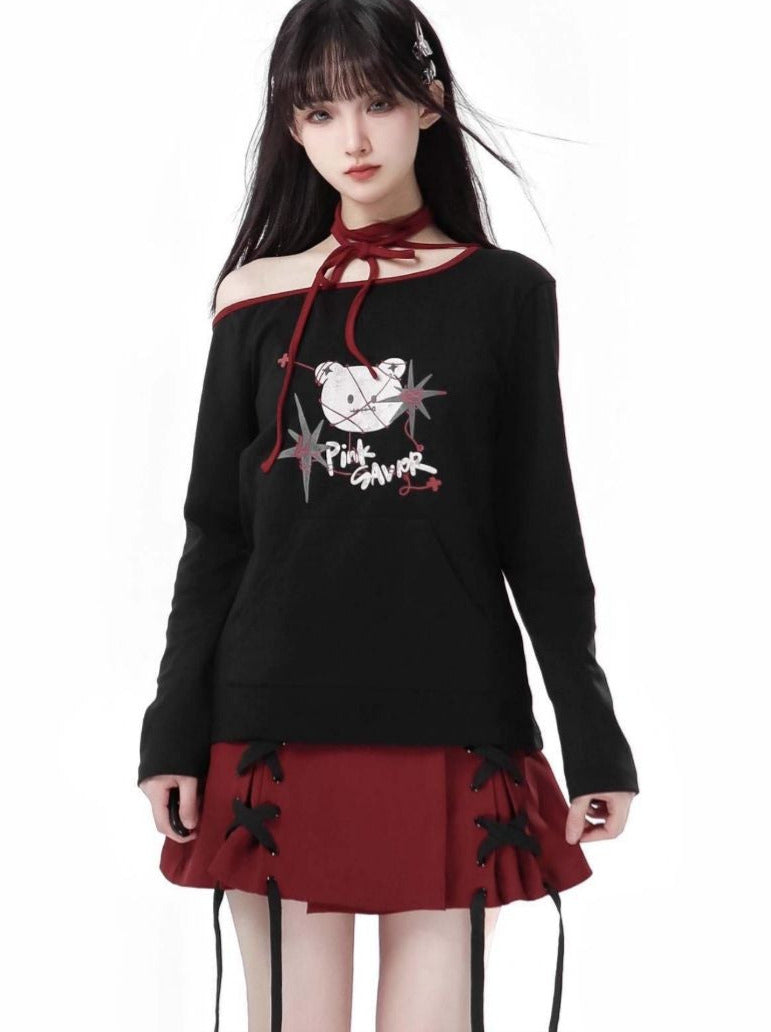 Escape Plan Red Black Work Neck Halter Jacket