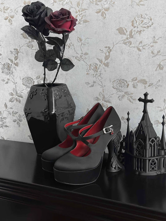 Gothic Dark Angel Wings Alien Heel High Heels | GURURU